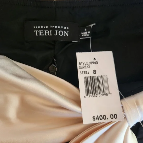 Rickie Freeman for Teri Jon Silk Cocktail Dress with Bow - Picture 11 of 12